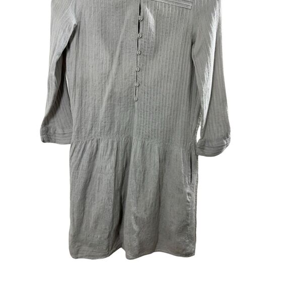 ZARA Trafaluc Gray Long Sleeve Shirt Dress Size S Button Front Pocket Casual - Picture 9 of 11